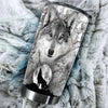 Camellia Persionalized 3D Dark Wolf Stainless Steel Tumbler - Customized Double - Walled Insulation Travel Thermal Cup With Lid Gift For Wolf Lover