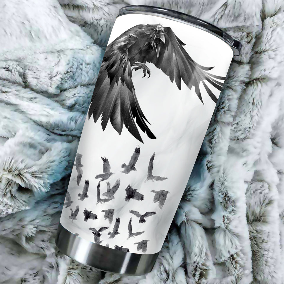 Camellia Personalized 3D Dark Eagles Stainless Steel Tumbler - Customized Double-Walled Insulation Travel Thermal Cup With Lid