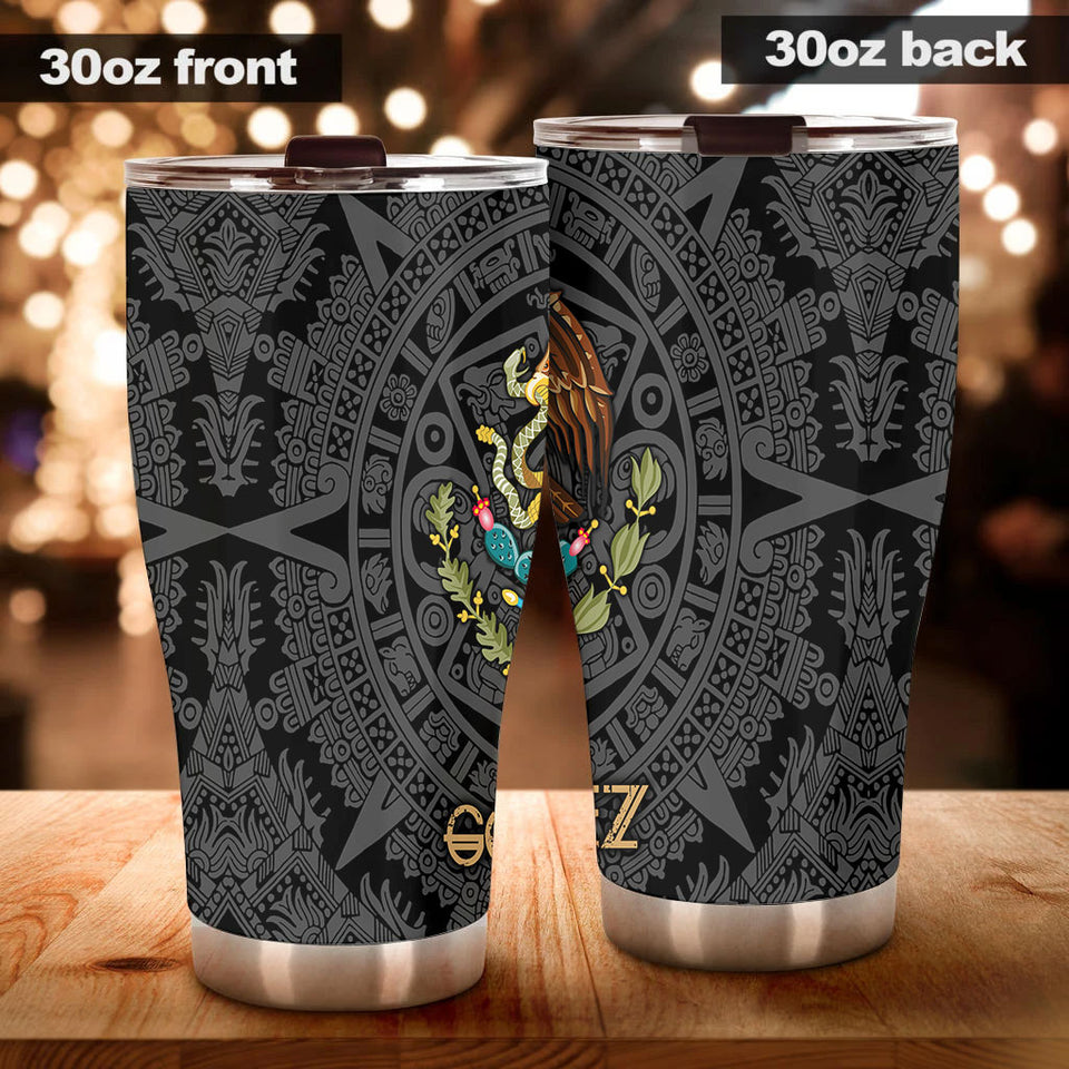Camellia Personalized Mexico SymbolStainless Steel Tumbler-Double-Walled Insulation Travel Cup With Lid 01