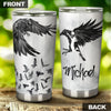 Camellia Personalized 3D Dark Eagles Stainless Steel Tumbler - Customized Double-Walled Insulation Travel Thermal Cup With Lid
