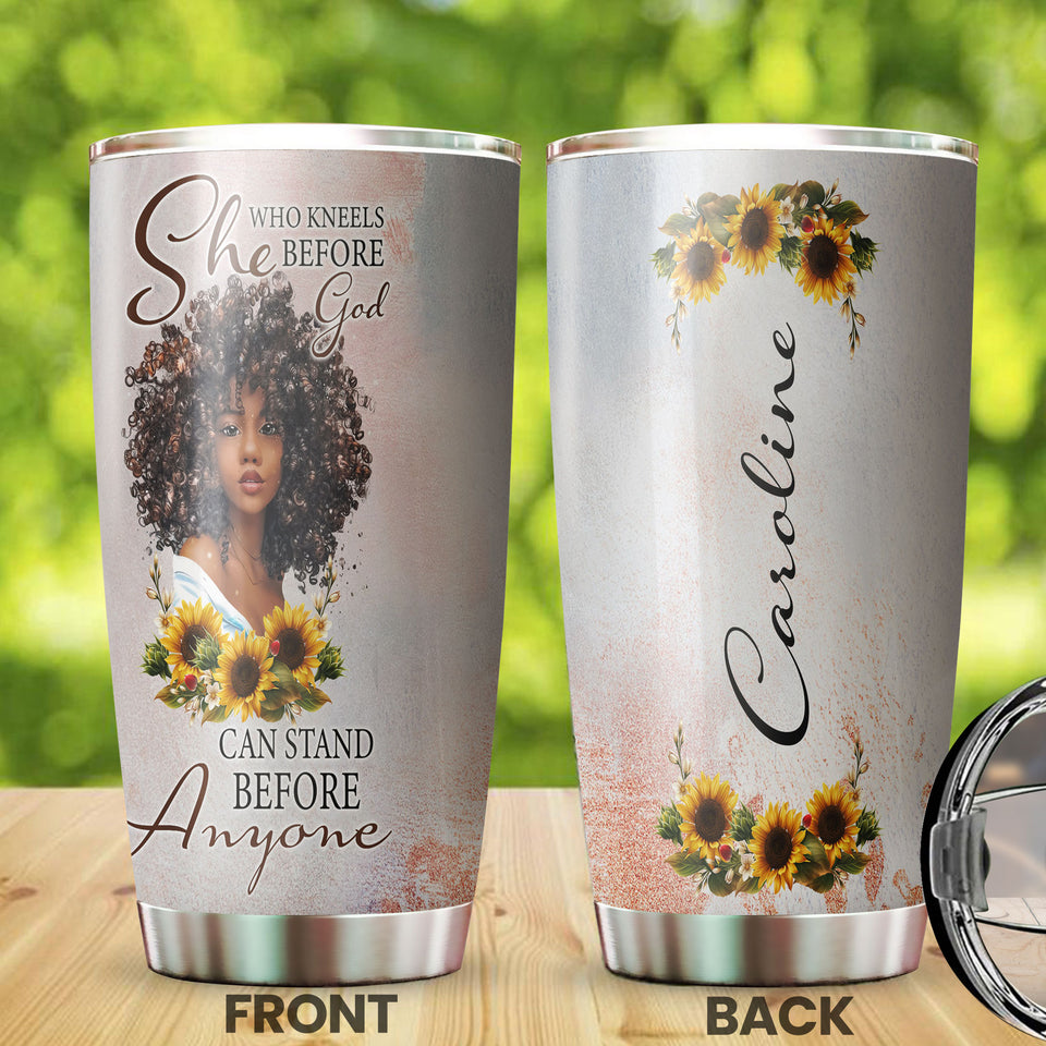 Camellia Personalized Black Women Faith Stainless Steel Tumbler - Double-Walled Insulation Vacumm Flask - Gift For Black Queen, International Women's Day, Hippie Girls 04