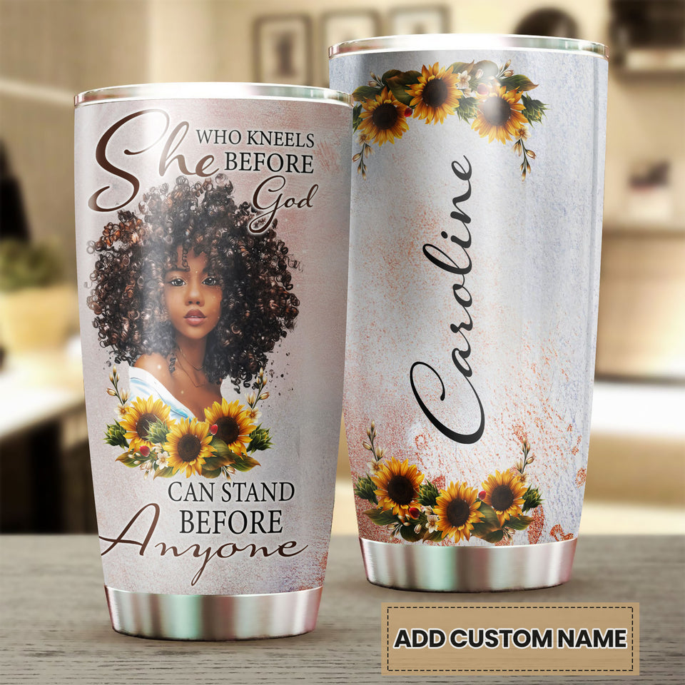 Camellia Personalized Black Women Faith Stainless Steel Tumbler - Double-Walled Insulation Vacumm Flask - Gift For Black Queen, International Women's Day, Hippie Girls 04