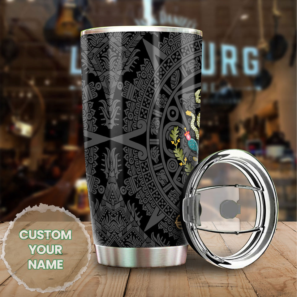 Camellia Personalized Mexico SymbolStainless Steel Tumbler-Double-Walled Insulation Travel Cup With Lid 01