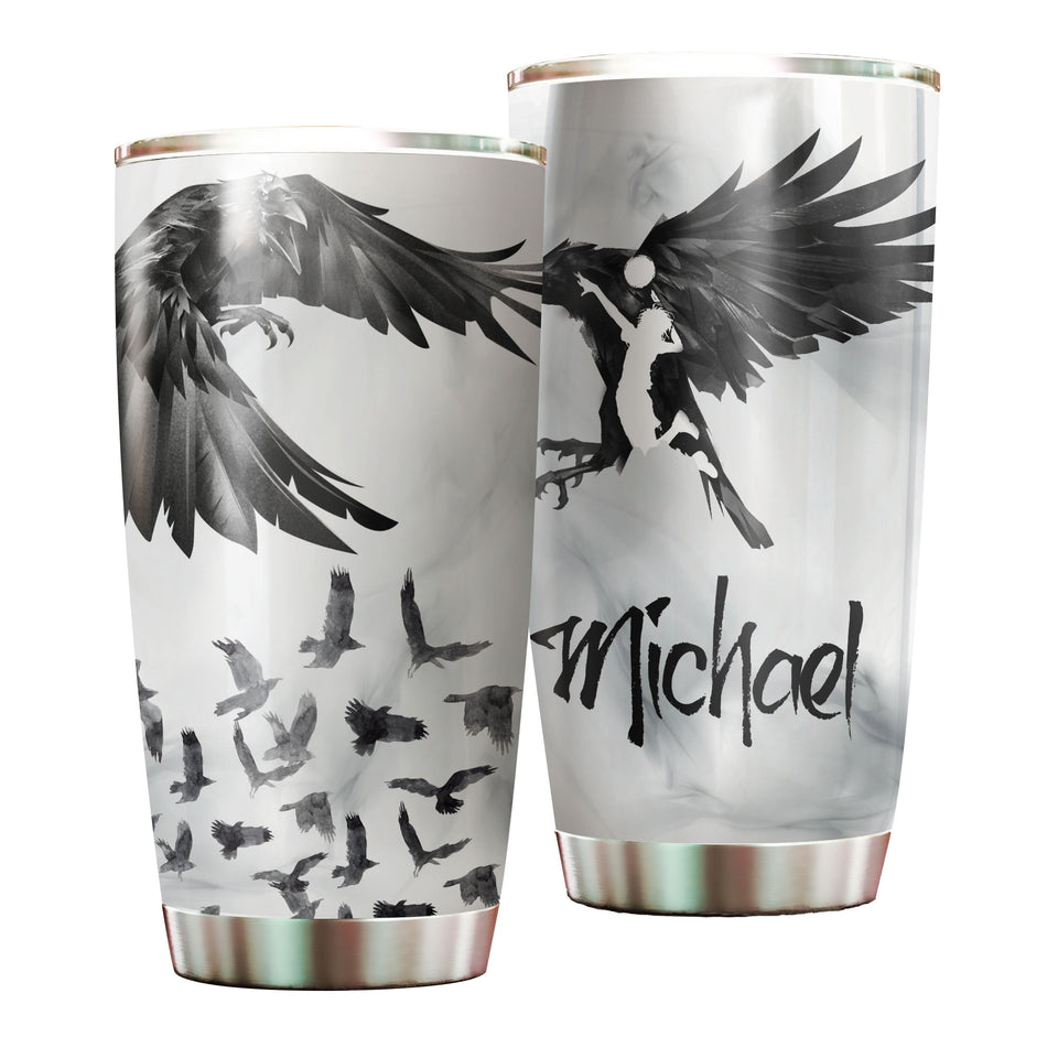 Camellia Personalized 3D Dark Eagles Stainless Steel Tumbler - Customized Double-Walled Insulation Travel Thermal Cup With Lid