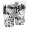 Camellia Personalized 3D Dark Eagles Stainless Steel Tumbler - Customized Double-Walled Insulation Travel Thermal Cup With Lid