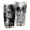 Camellia Persionalized Tattoo Girl Sassy Since Birth Stainless Steel Tumbler - Customized Double - Walled Insulation Travel Thermal Cup With Lid Gift For Tattoo Lover