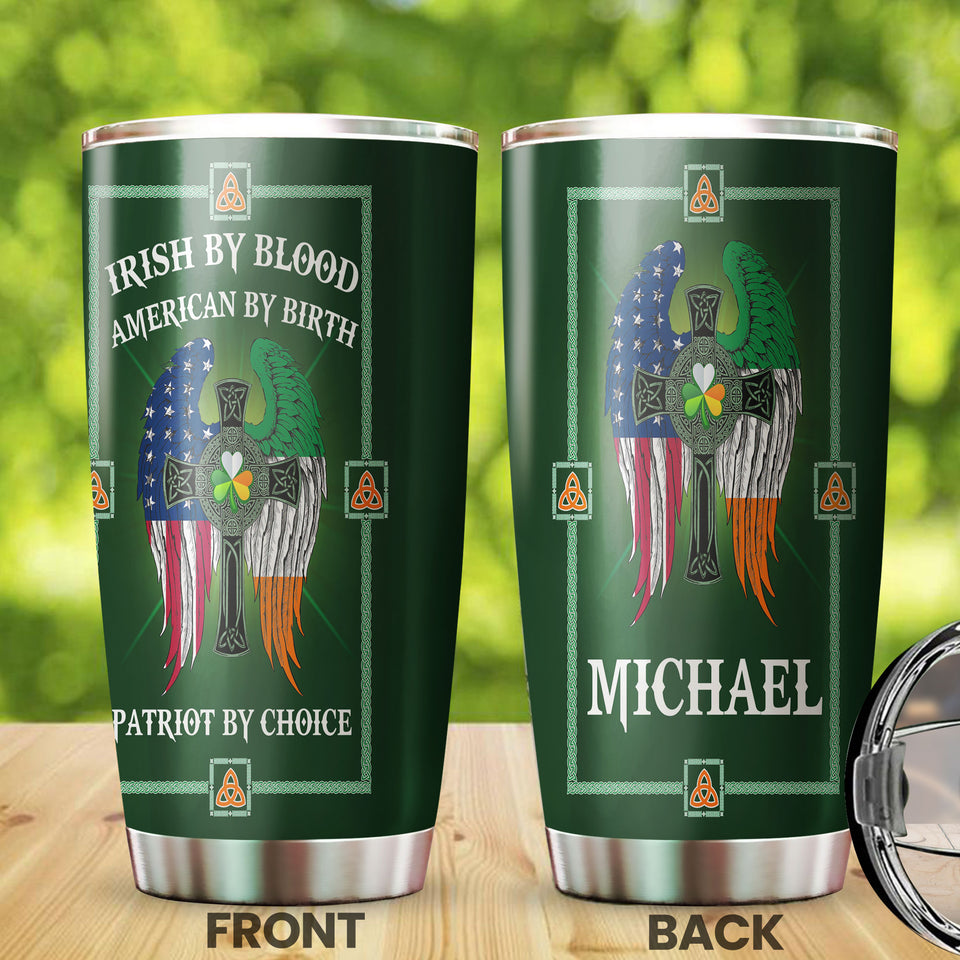 Camellia Persionalized Irish By Blood American By Birth Patriot By Choice Stainless Steel Tumbler - Customized Double - Walled Insulation Travel Thermal Cup With Lid