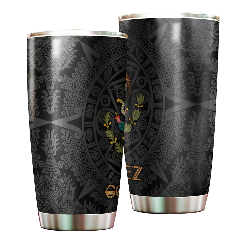 Camellia Personalized Mexico SymbolStainless Steel Tumbler-Double-Walled Insulation Travel Cup With Lid 01