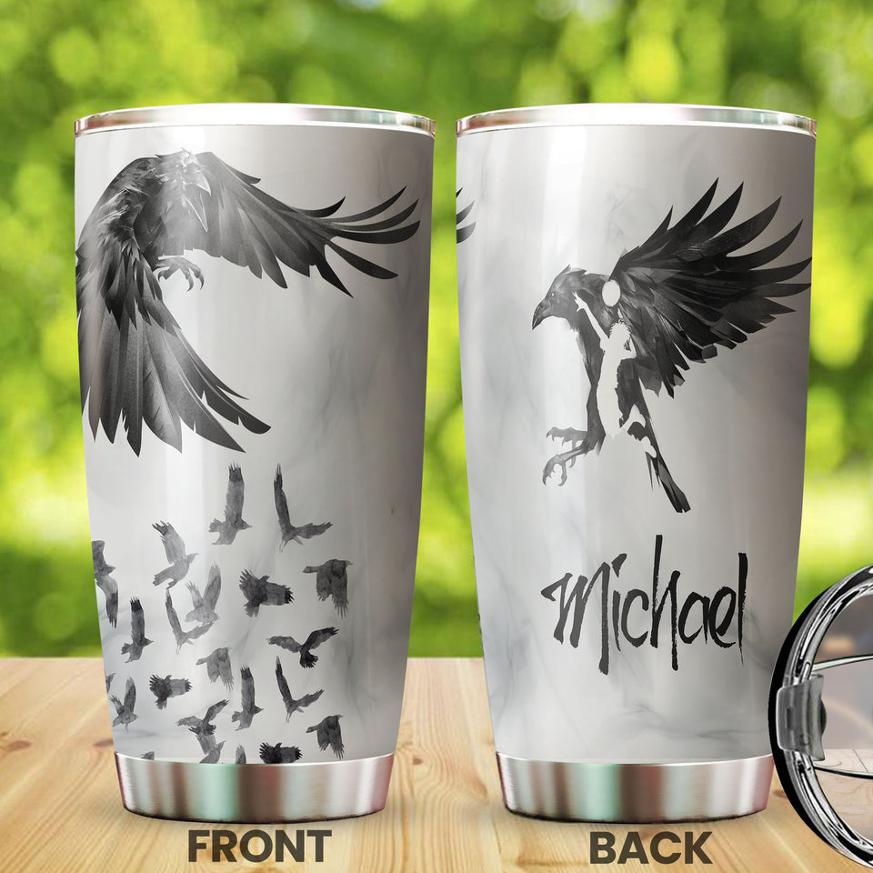 Camellia Personalized 3D Dark Eagles Stainless Steel Tumbler - Customized Double-Walled Insulation Travel Thermal Cup With Lid