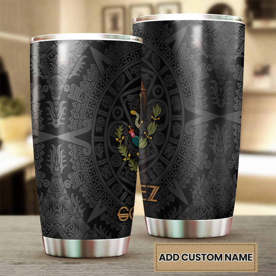 Camellia Personalized Mexico SymbolStainless Steel Tumbler-Double-Walled Insulation Travel Cup With Lid 01