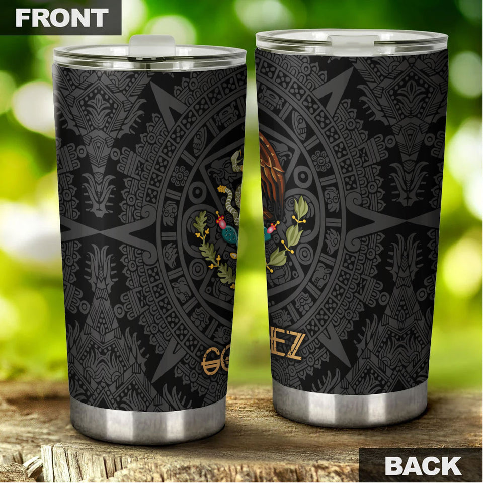 Camellia Personalized Mexico SymbolStainless Steel Tumbler-Double-Walled Insulation Travel Cup With Lid 01