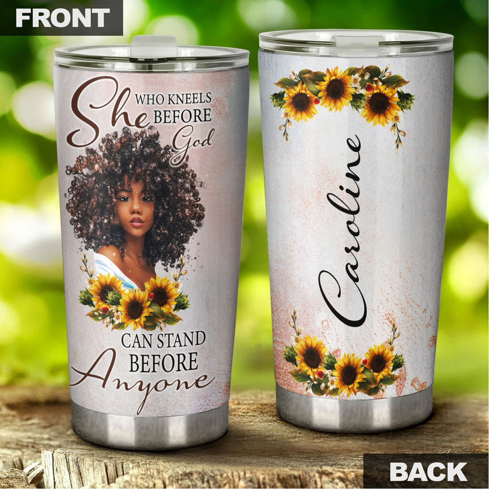 Camellia Personalized Black Women Faith Stainless Steel Tumbler - Double-Walled Insulation Vacumm Flask - Gift For Black Queen, International Women's Day, Hippie Girls 04