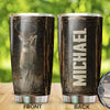 Camellia Personalized 3D Vintage Deer Running Stainless Steel Tumbler - Customized Double-Walled Insulation Travel Thermal Cup With Lid Gift For Deer Lover