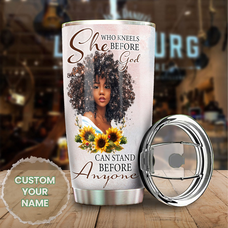 Camellia Personalized Black Women Faith Stainless Steel Tumbler - Double-Walled Insulation Vacumm Flask - Gift For Black Queen, International Women's Day, Hippie Girls 04