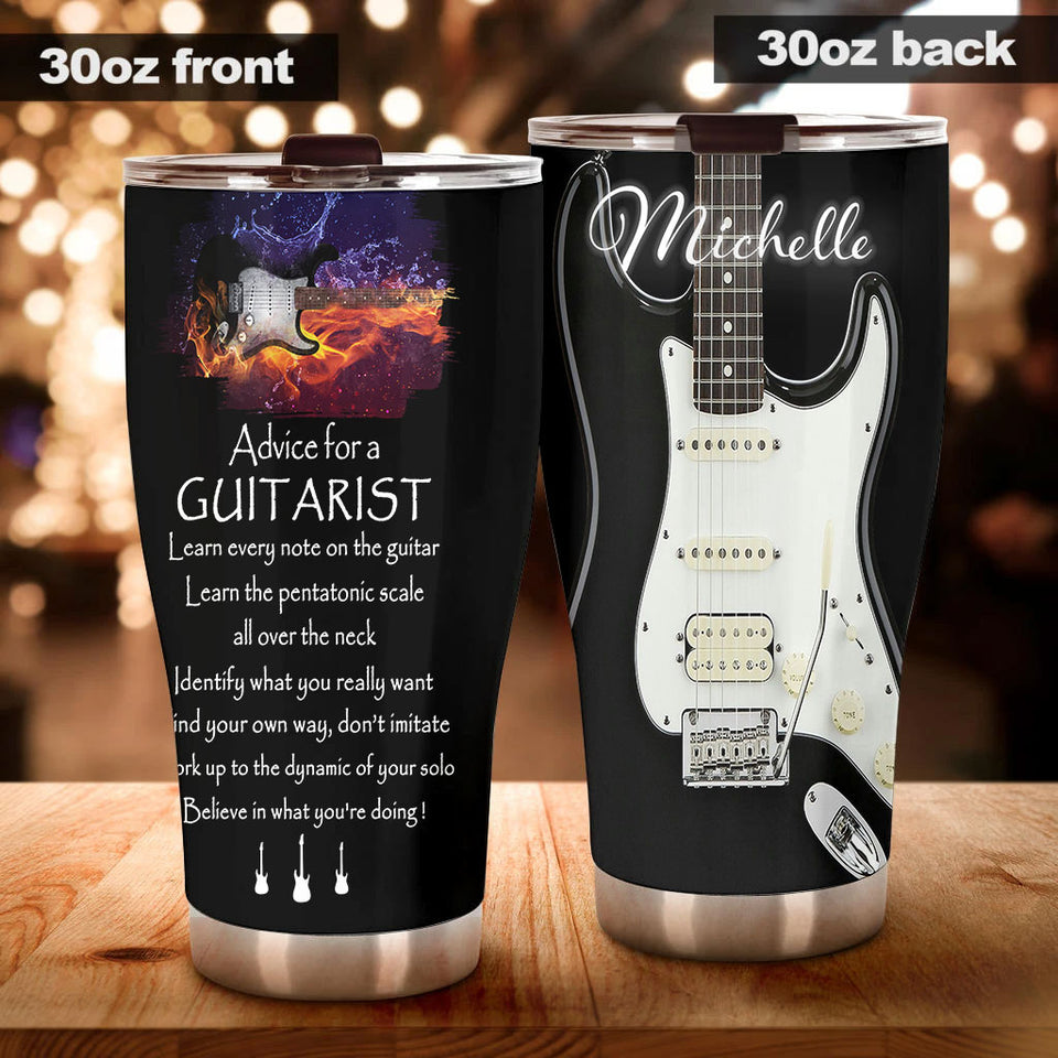 Camellia Personalized Advice For A Guitarist Believe In What You're Doing Stainless Steel Tumbler - Customized Double-Walled Insulation Travel Thermal Cup With Lid Gift For Guitarist