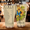 Camellia Personalized Sunflower Butterfly Bible Emergency Numbers Stainless Steel Tumbler - Customized Double-Walled Insulation Travel Thermal Cup With Lid Gift For Christian