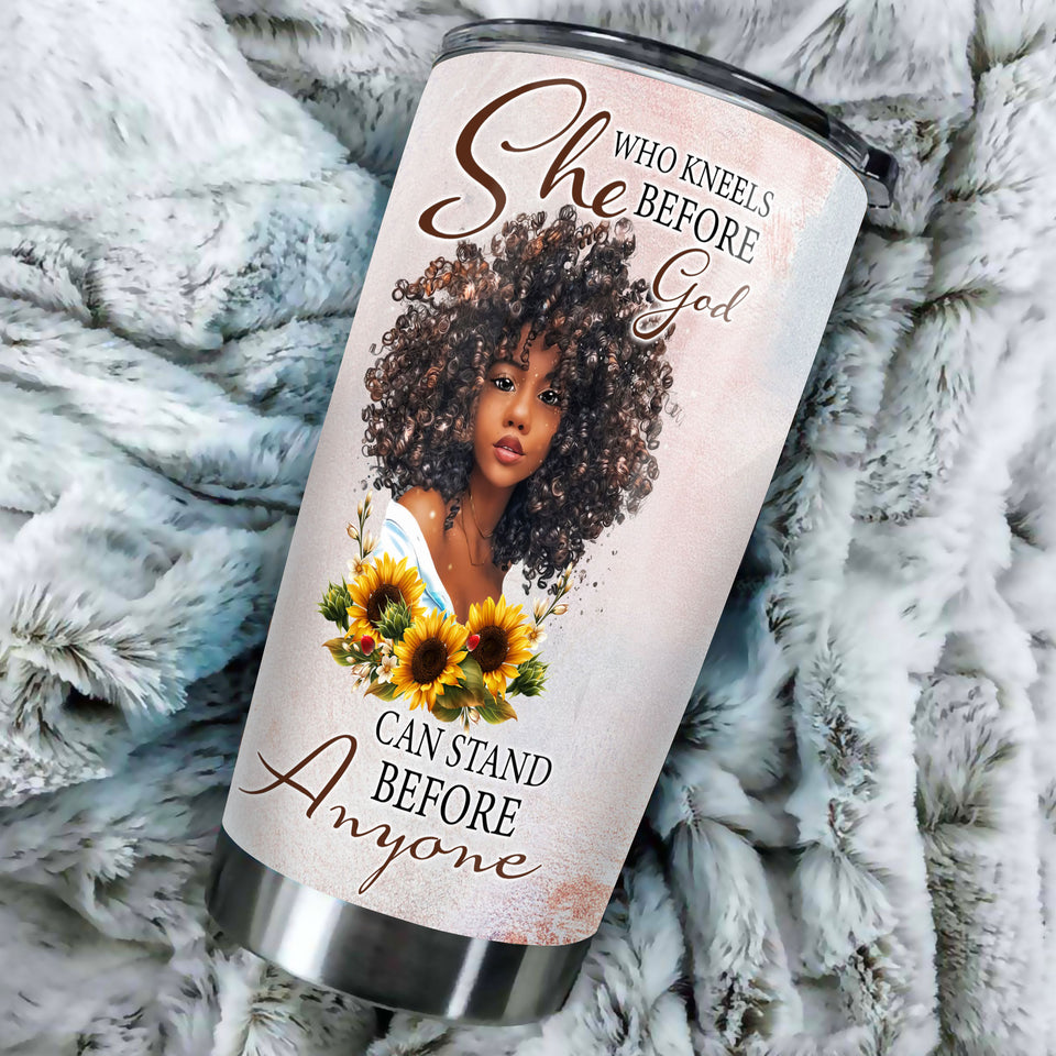 Camellia Personalized Black Women Faith Stainless Steel Tumbler - Double-Walled Insulation Vacumm Flask - Gift For Black Queen, International Women's Day, Hippie Girls 04