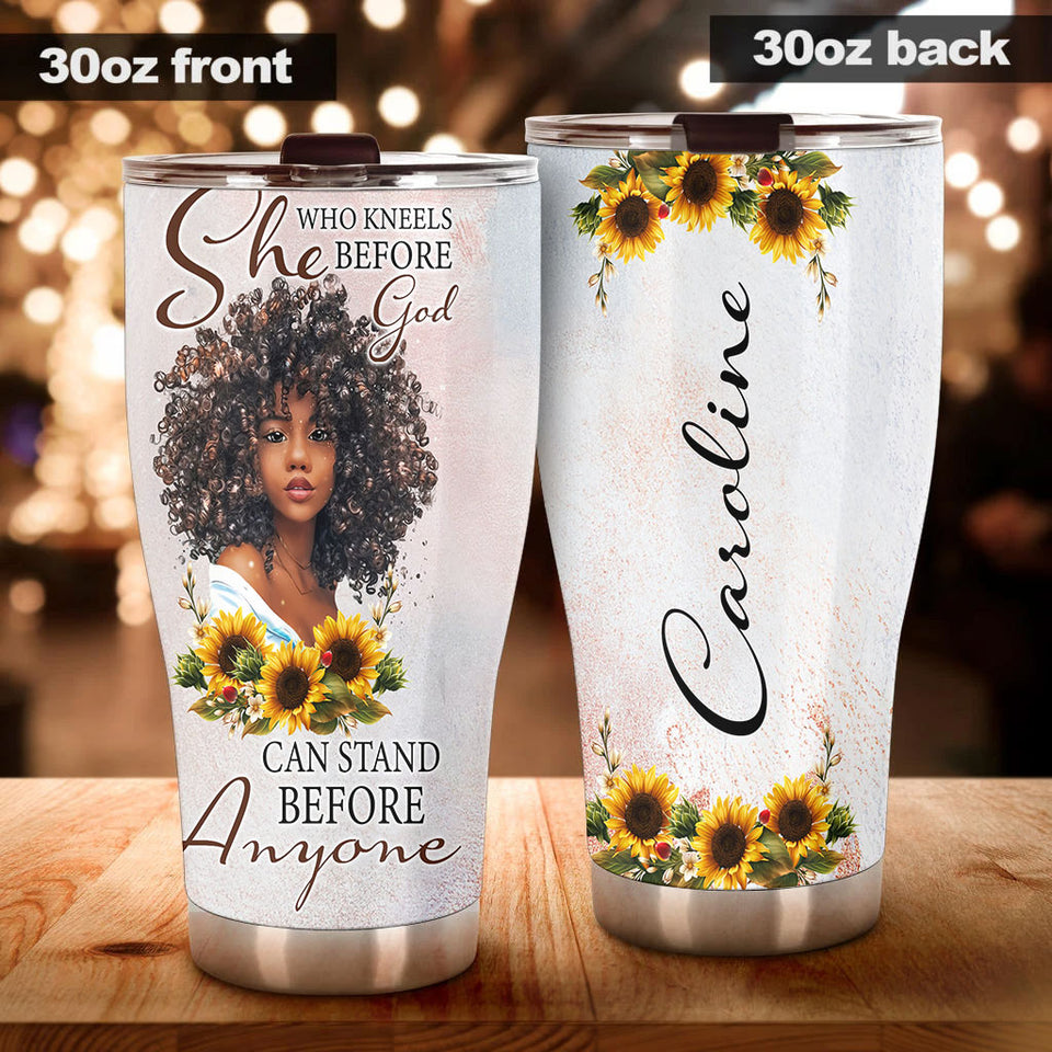 Camellia Personalized Black Women Faith Stainless Steel Tumbler - Double-Walled Insulation Vacumm Flask - Gift For Black Queen, International Women's Day, Hippie Girls 04