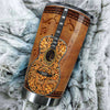 Camellia Personalized Guitar Leather Style Stainless Steel Tumbler - Customized Double-Walled Insulation Travel Thermal Cup With Lid Gift For Guitarist