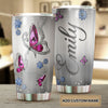 Camellia Personalized Butterfly Jewelry Style  Pink Stainless Steel Tumbler - Double-Walled Insulation Vacumm Flask - For Thanksgiving, Memorial Day, Christians, Christmas Gift
