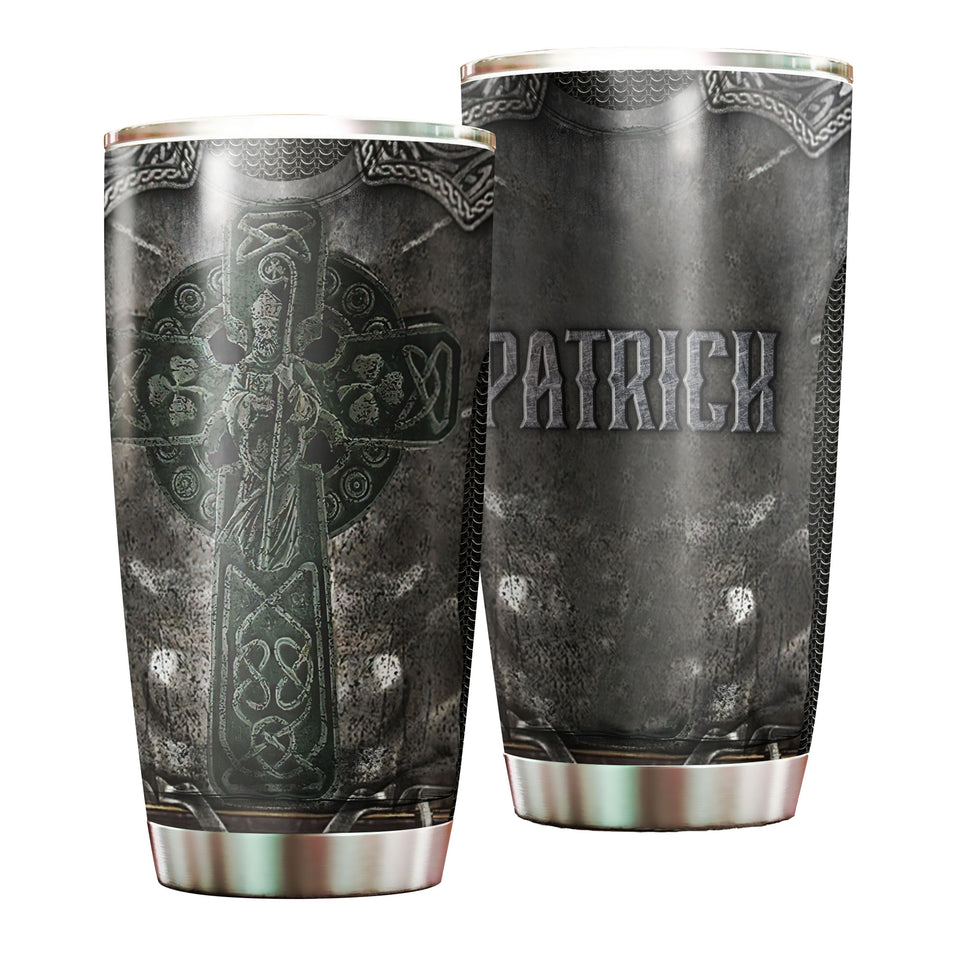 Camellia Personalized Irish Armor  Stainless Steel Tumbler - Customized Double-Walled Insulation Travel Thermal Cup With Lid
