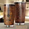Camellia Personalized Guitar Leather Style Stainless Steel Tumbler - Customized Double-Walled Insulation Travel Thermal Cup With Lid Gift For Guitarist