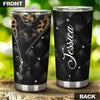 Camellia Personalized Black Cat Leather Style  Stainless Steel Tumbler-Sweat-Proof Gift For Cat Lover Mom Cat