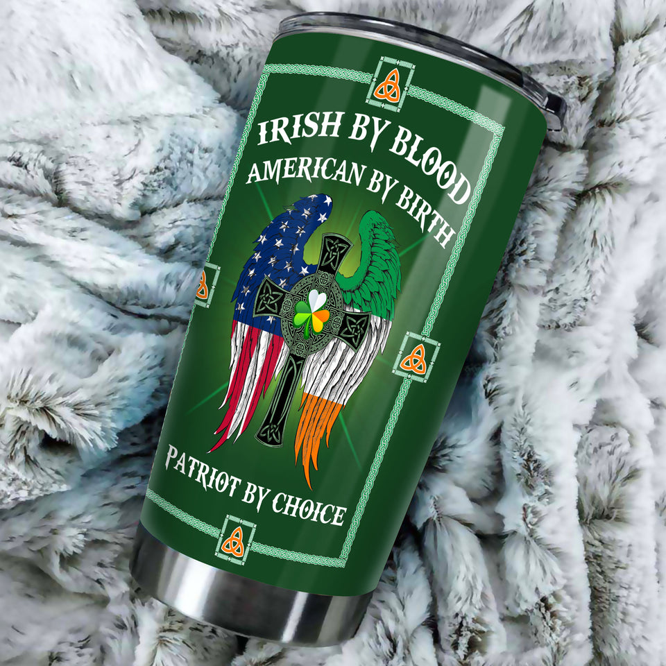 Camellia Persionalized Irish By Blood American By Birth Patriot By Choice Stainless Steel Tumbler - Customized Double - Walled Insulation Travel Thermal Cup With Lid