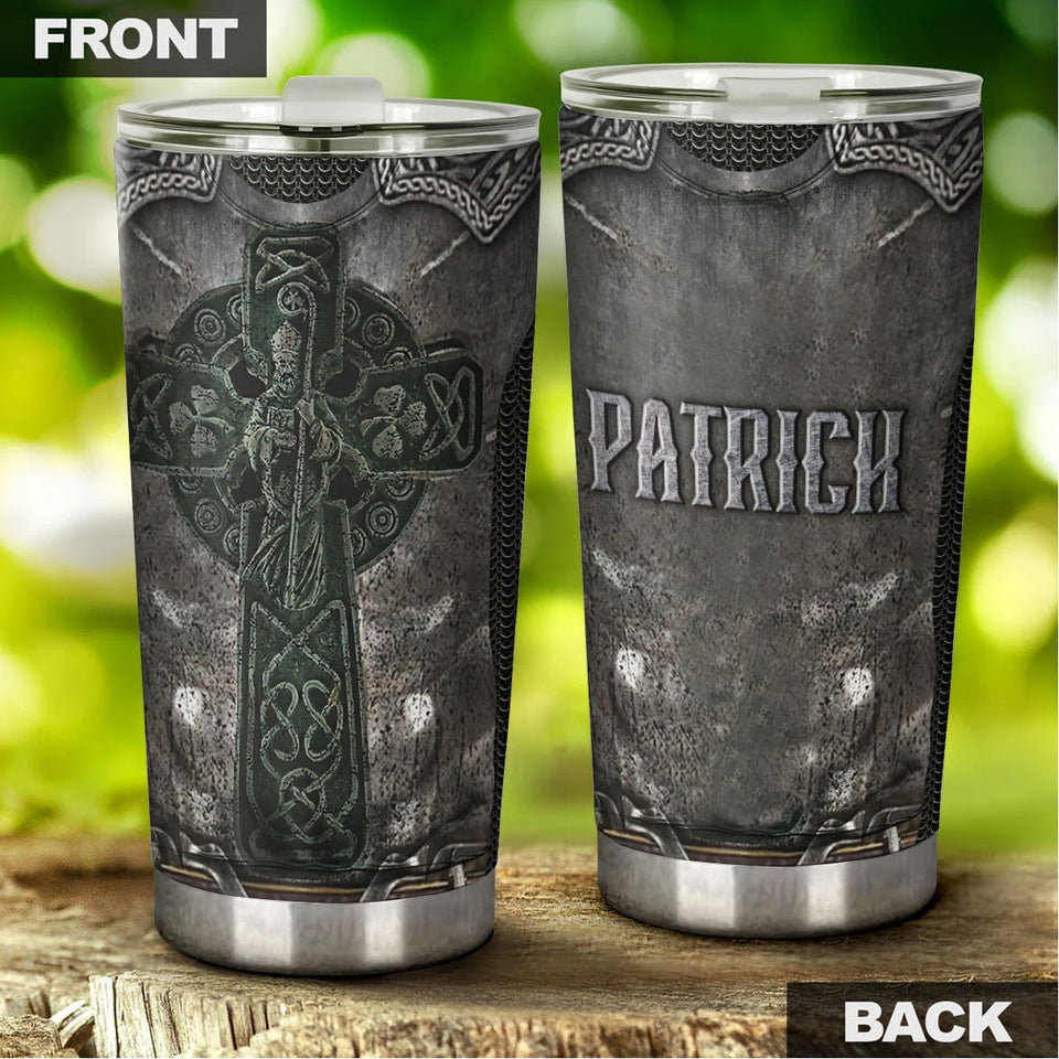 Camellia Personalized Irish Armor  Stainless Steel Tumbler - Customized Double-Walled Insulation Travel Thermal Cup With Lid