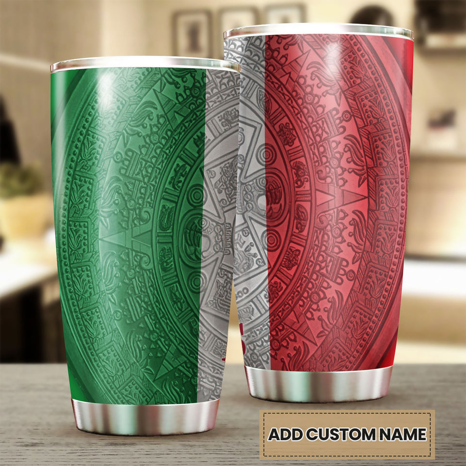 Camellia Personalized Mexico SymbolStainless Steel Tumbler-Double-Walled Insulation Travel Cup With Lid 02