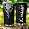 Camellia Personalized Black White Dashiki Stainless Steel Tumbler - Double-Walled Insulation Vacumm Flask - Gift For Christmas, Thanksgiving, Birthday