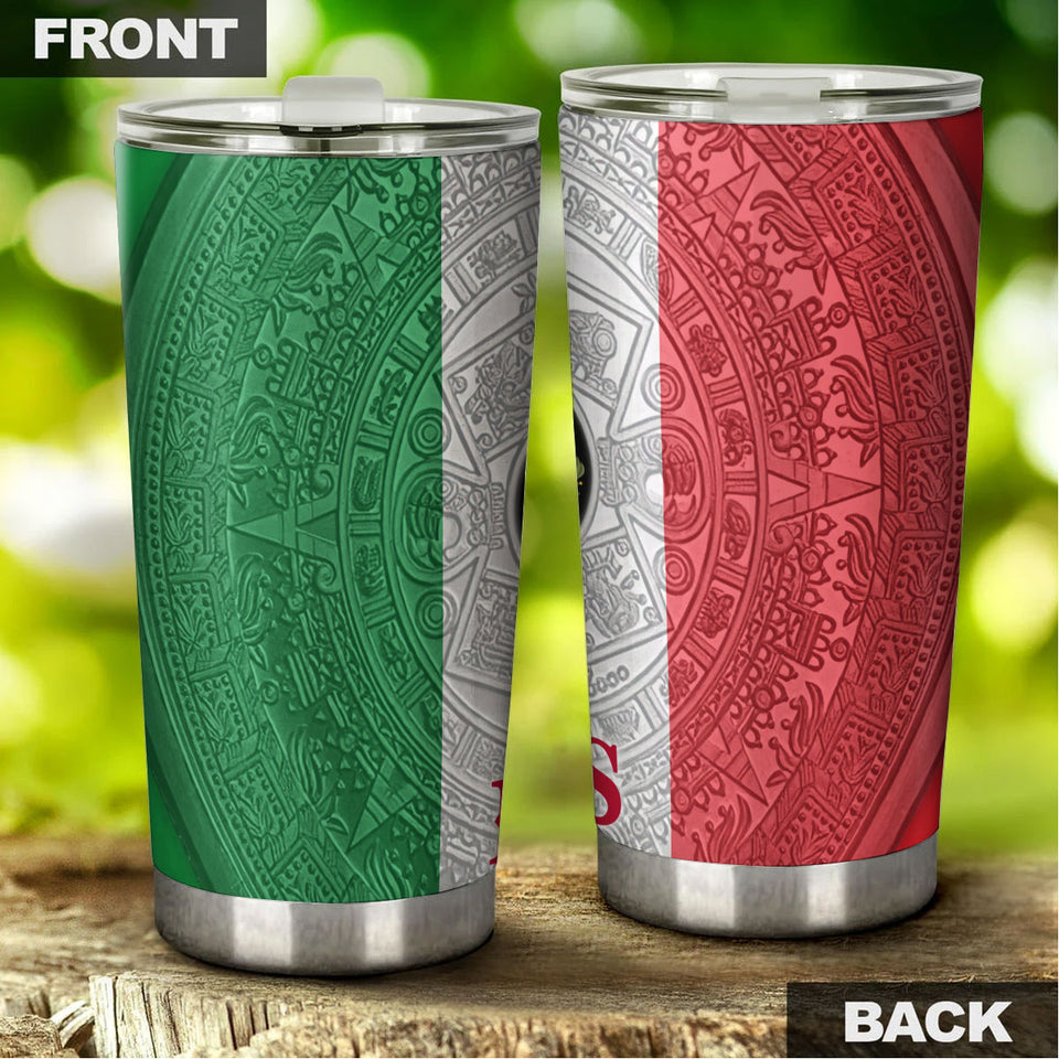 Camellia Personalized Mexico SymbolStainless Steel Tumbler-Double-Walled Insulation Travel Cup With Lid 02