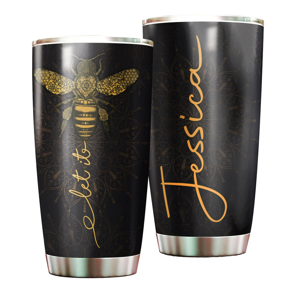 Camellia Personalized Let It Bee Stainless Steel Tumbler- Sweat-Proof Travel Therma Cup With Lid