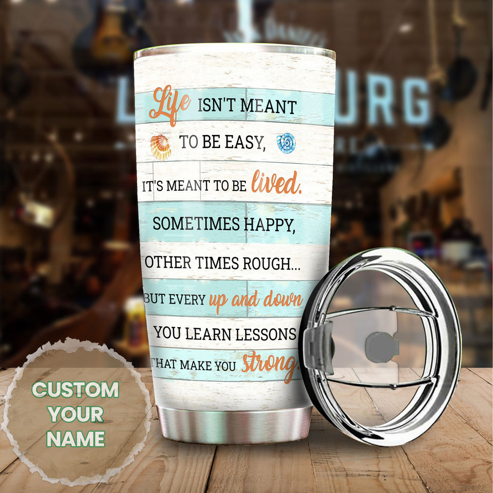 Camellia Personalized 3D Dolphin Life Is Not Meant To Be Easy You Learn Lessons That Make You Strong Stainless Steel Tumbler - Customized Double-Walled Insulation Travel Thermal Cup With Lid