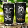 Camellia Persionalized Never Mess A Bear With A Beard Stainless Steel Tumbler - Customized Double - Walled Insulation Travel Thermal Cup With Lid