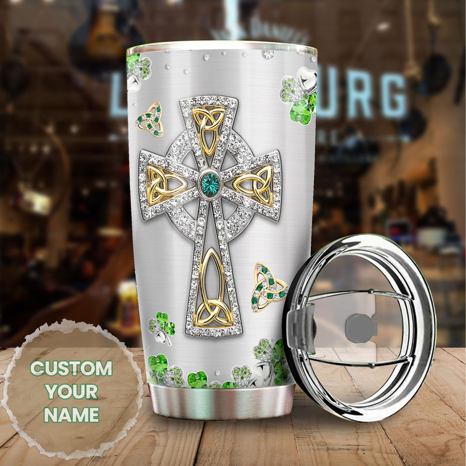 Camellia Persionalized Irish Symbol Jewelry  Style Stainless Steel Tumbler - Customized Double - Walled Insulation Travel Thermal Cup With Lid