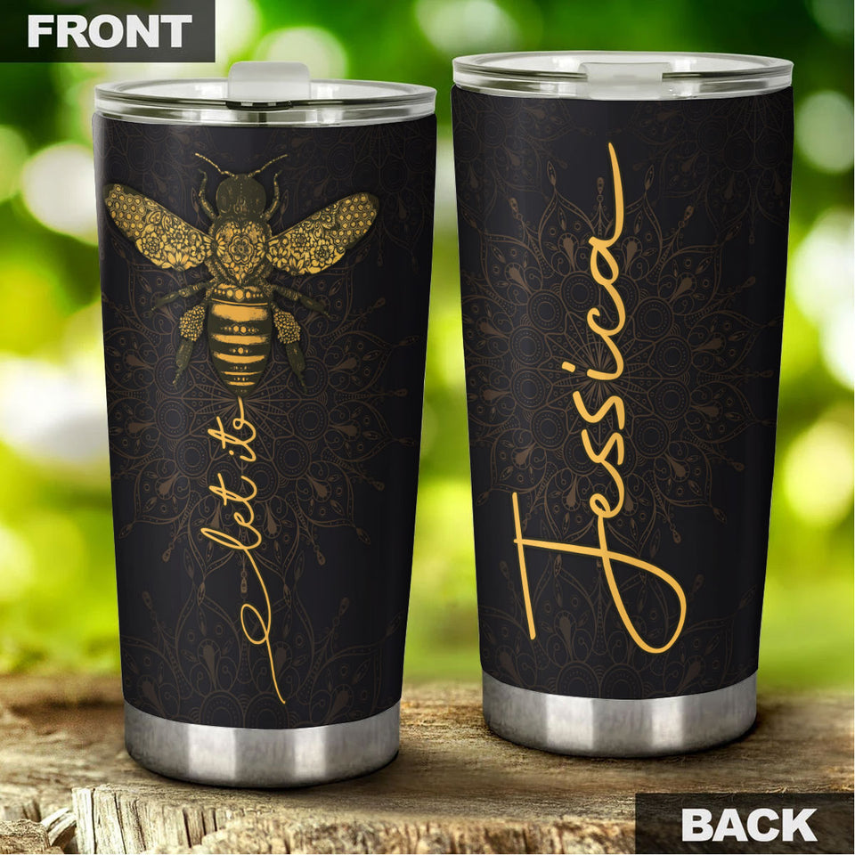 Camellia Personalized Let It Bee Stainless Steel Tumbler- Sweat-Proof Travel Therma Cup With Lid