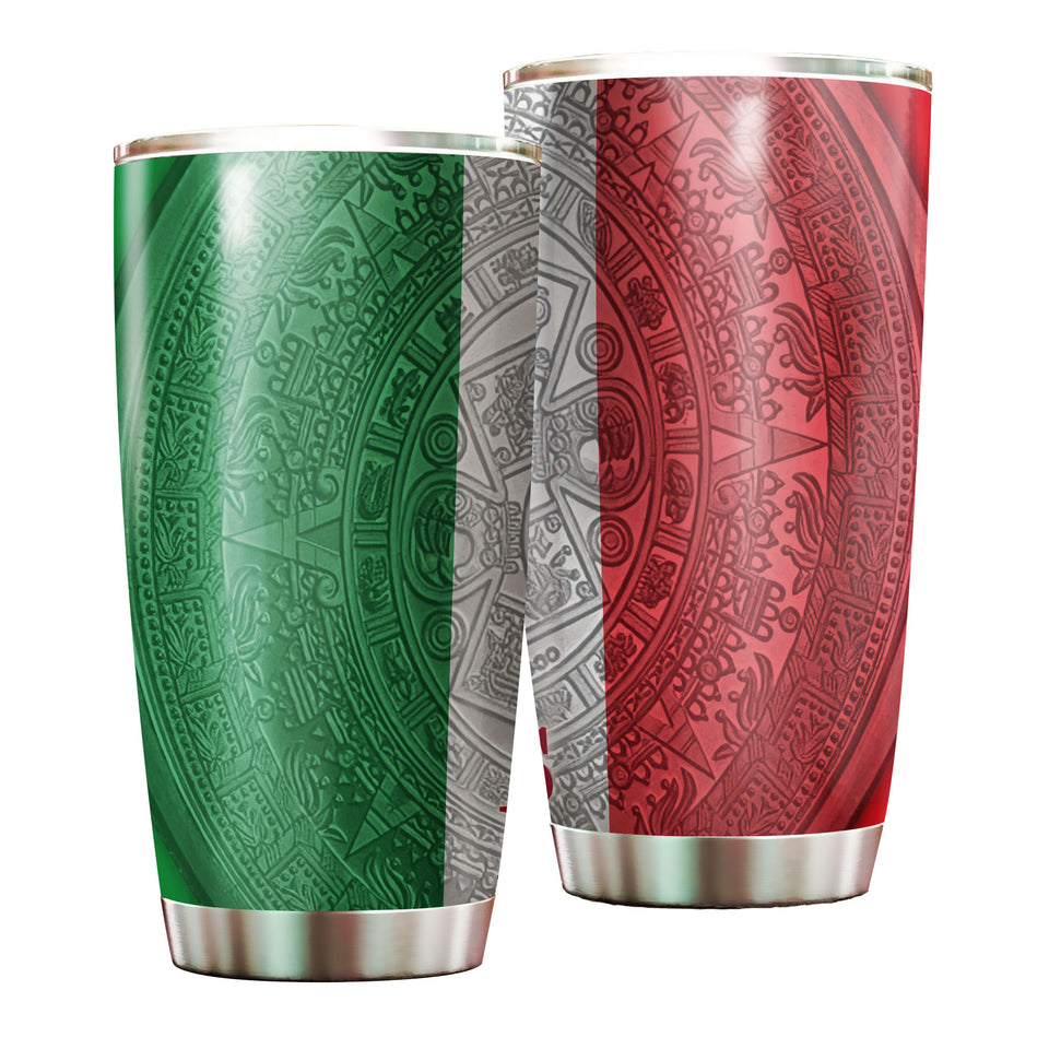Camellia Personalized Mexico SymbolStainless Steel Tumbler-Double-Walled Insulation Travel Cup With Lid 02