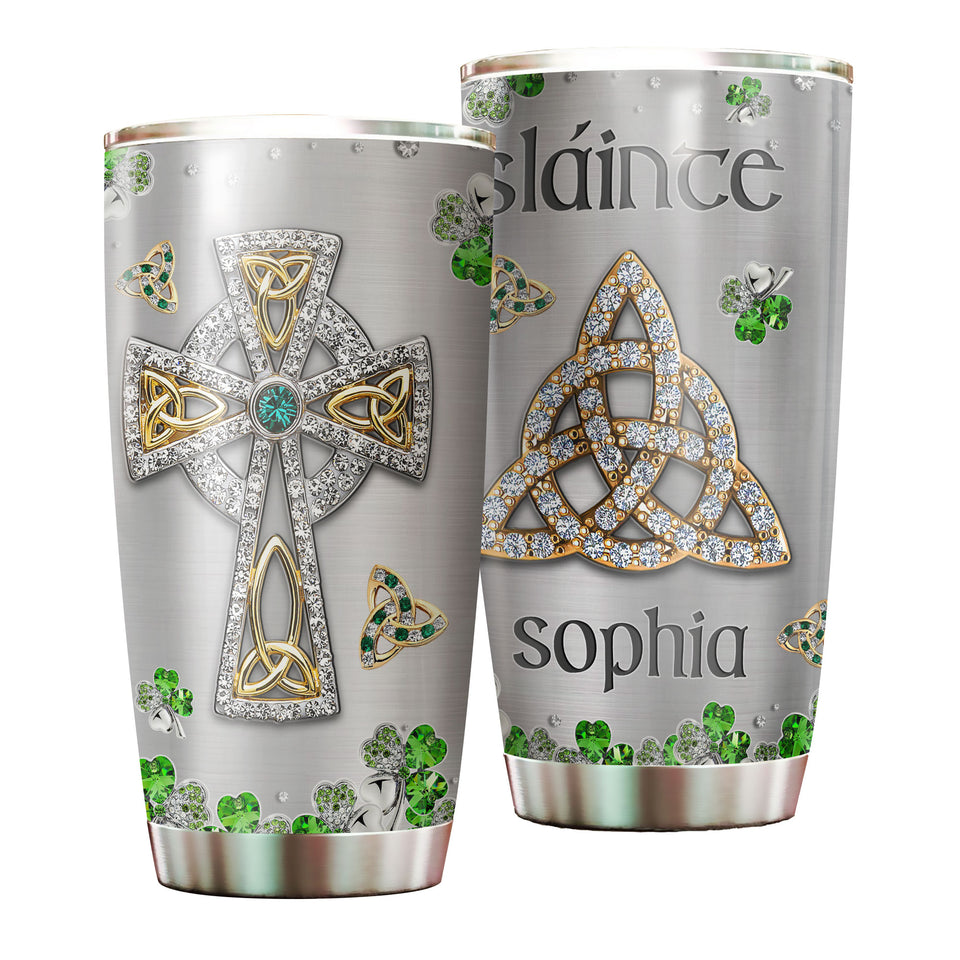 Camellia Persionalized Irish Symbol Jewelry  Style Stainless Steel Tumbler - Customized Double - Walled Insulation Travel Thermal Cup With Lid