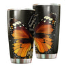 Camellia Personalized Black Women Butterfly Wings Stainless Steel Tumbler - Double-Walled Insulation Vacumm Flask - Gift For Black Queen, International Women's Day, Hippie Girls