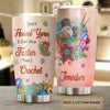 Camellia Personalized Sewing I Dont Hoard Yarn I Just Shop Faster Than I Crochet Stainless Steel Tumbler - Customized Double-Walled Insulation Travel Thermal Cup With Lid Gift For Sewer