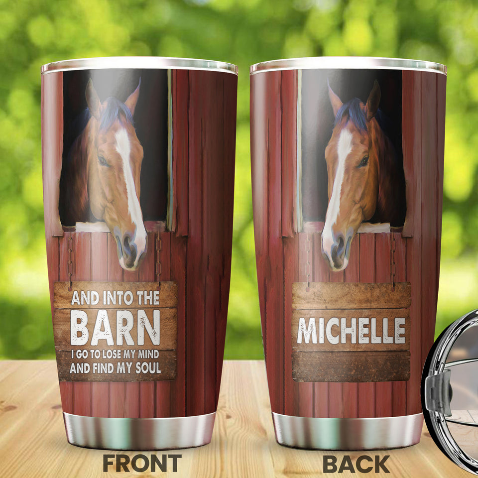 Camellia Personalized Horse Find My Soul Stainless Steel Tumbler - Double-Walled Insulation Vacumm Flask - Gift For Horse Lovers, Cowgirls, Cowboys, Perfect Christmas, Thanksgiving Gift 02