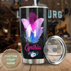 Camellia Personalized Butterfly Daddy And Daughter Stainless Steel Tumbler - Double-Walled Insulation Vacumm Flask - For Thanksgiving, Memorial Day, Christians, Christmas Gift