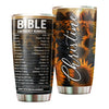 Camellia Personalized Sunflowers Bible Emergency Numbers Stainless Steel Tumbler - Customized Double-Walled Insulation Travel Thermal Cup With Lid