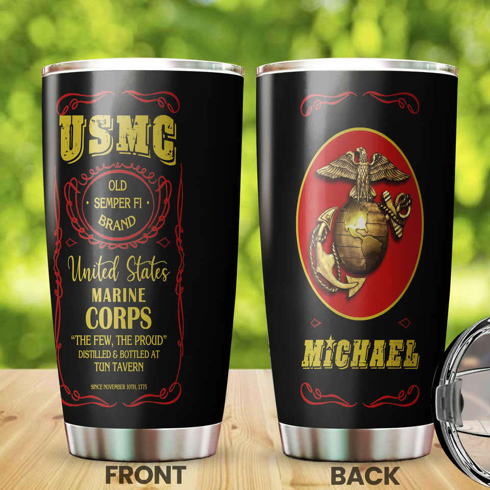 Camellia Personalized United States Marine Corps Stainless Steel Tumbler-Sweat-Proof Double Wall Travel Cup With Lid 02