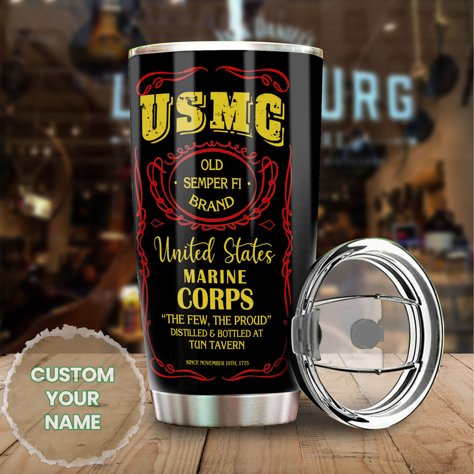 Camellia Personalized United States Marine Corps Stainless Steel Tumbler-Sweat-Proof Double Wall Travel Cup With Lid 02