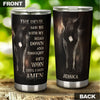 Camellia Personalized Horse The Devil Saw Me With My Head Down Stainless Steel Tumbler - Double-Walled Insulation Vacumm Flask - Gift For Horse Lovers, Cowgirls, Cowboys, Perfect Christmas Gift