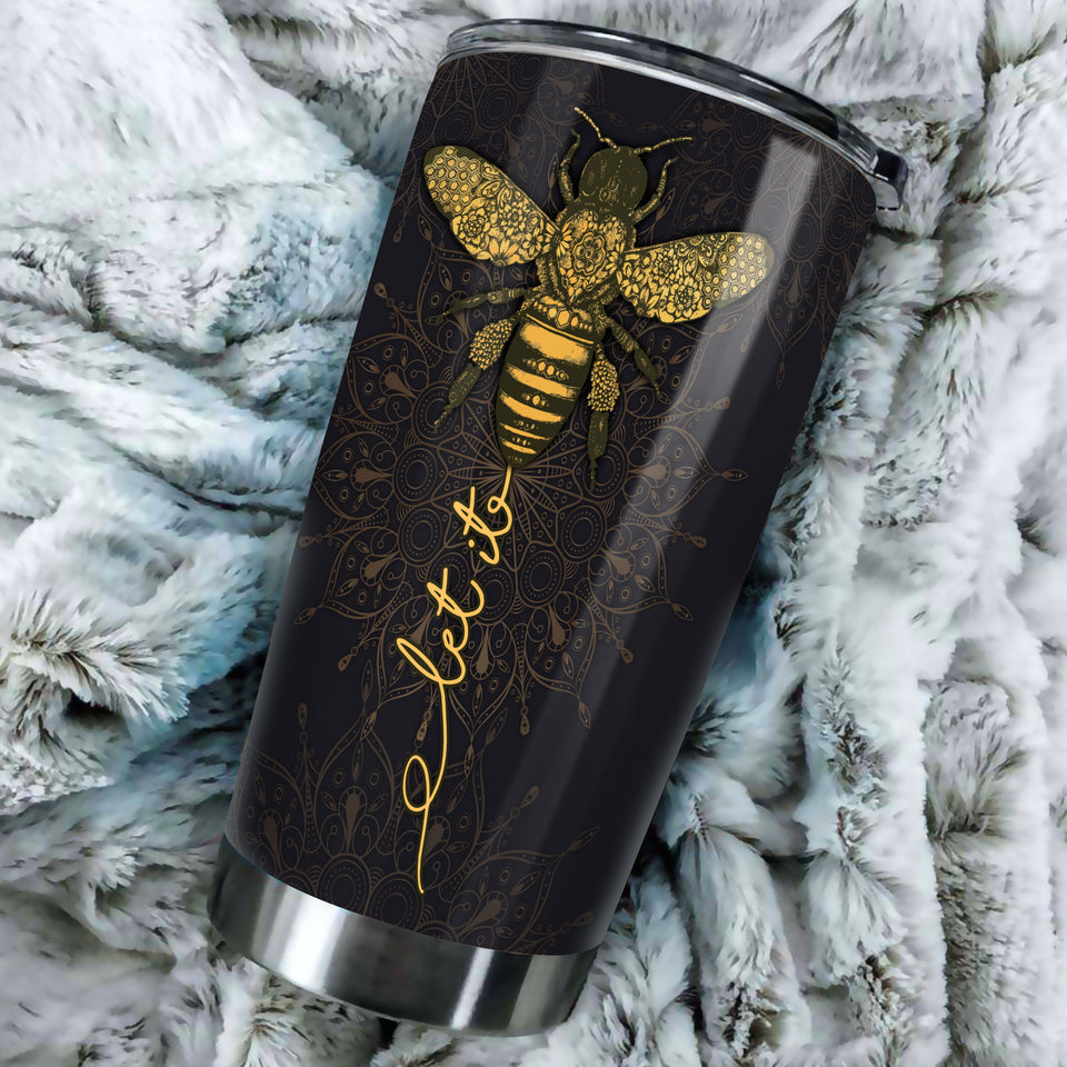 Camellia Personalized Let It Bee Stainless Steel Tumbler- Sweat-Proof Travel Therma Cup With Lid