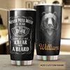 Camellia Persionalized Never Mess A Bear With A Beard Stainless Steel Tumbler - Customized Double - Walled Insulation Travel Thermal Cup With Lid