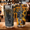 Camellia Personalized Sunflowers Bible Emergency Numbers Stainless Steel Tumbler - Customized Double-Walled Insulation Travel Thermal Cup With Lid